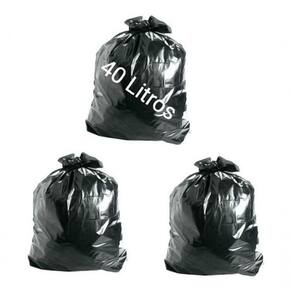 Saco De Lixo 40lts Preto Resistente 60x60 Pcte 100 Un