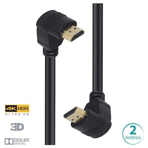 Cabo Hdmi 2.0 4k Ultra Hd 3d Conexão Ethernet Conectores 90° 2 Metros - H20b90-2