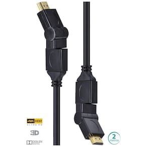 Cabo Hdmi 2.0 4k Ultra Hd 3d Conexão Ethernet Conectores 360° 2 Metros - H20b360-2