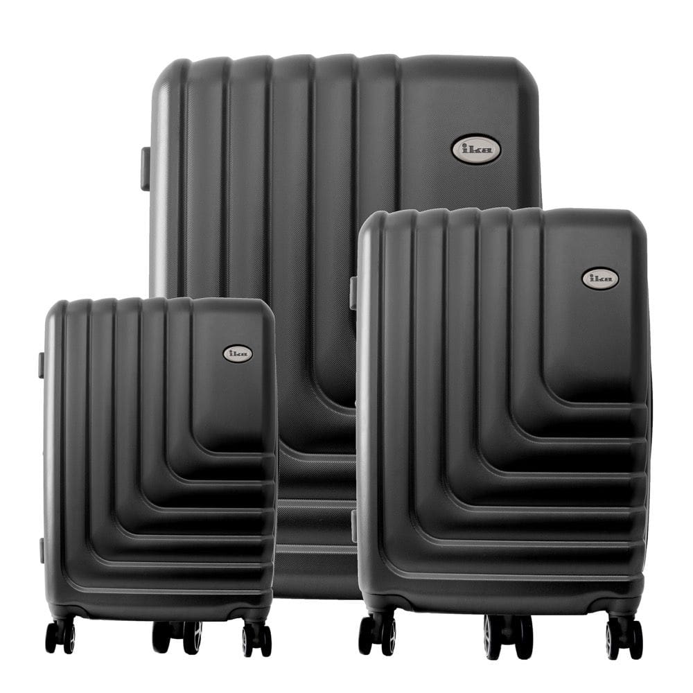 Conjunto de Malas de Viagem Expansível em Abs Ika Flex, Cadeado Tsa Rodas Duplas 3pcs P/m/g Preto