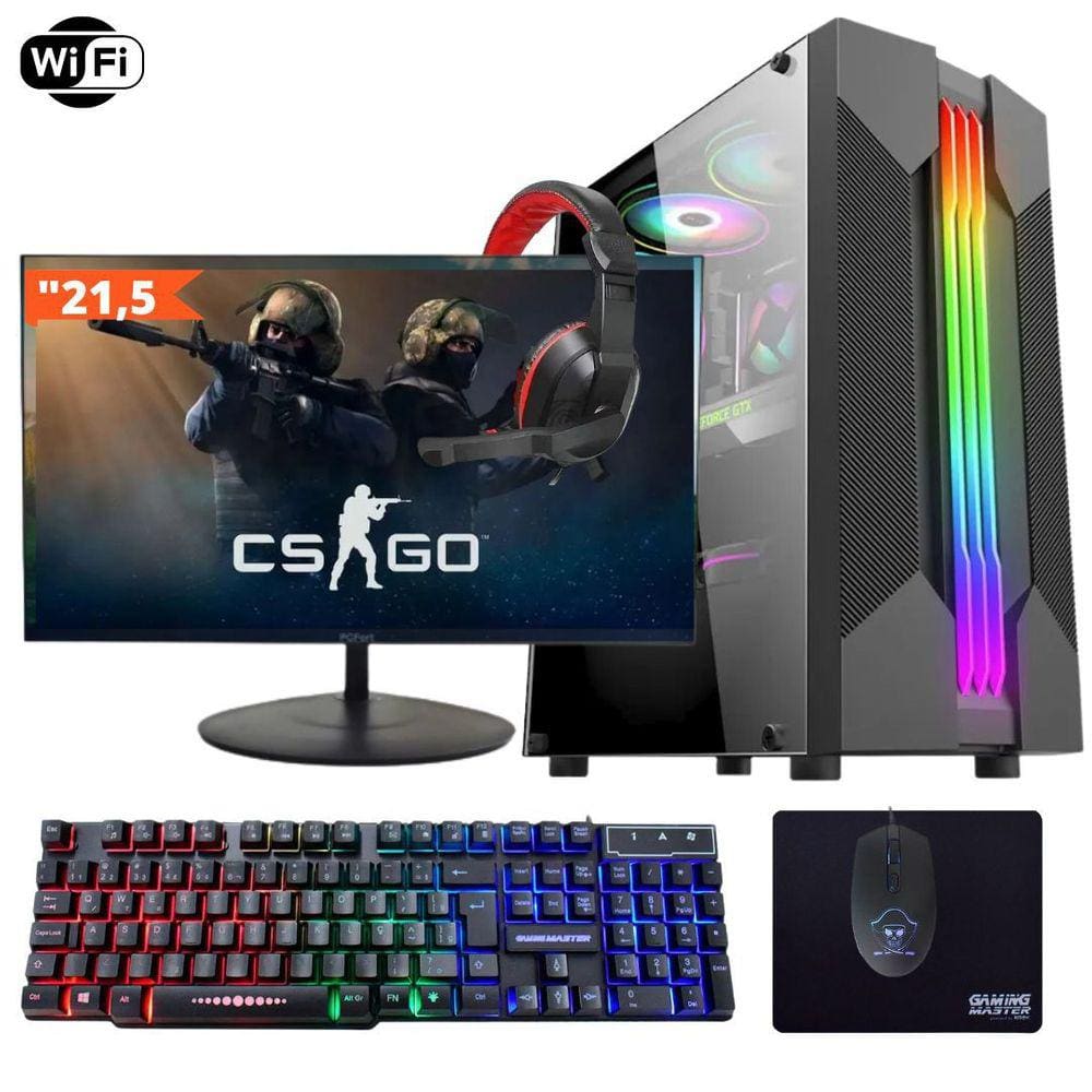 Computador Gamer TOB Intel Core i7 Wi-Fi SSD 960GB 16GB VGA GT730 4GB Windows 10 Pro Trial, Teclado/Mouse, Mouse Pad, Head, Monitor 21.5 PC