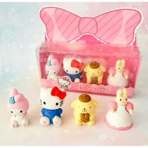 Kit 4 Borrachas Hello Kitty & Amigos Personagem Desmontável Fofa | Fofura | Escolar | Kwaii | Desenho | Anime |Divertido
