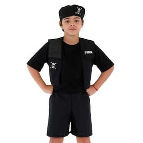 Fantasia Menino Policial Tropa Elite Infantil com Boina