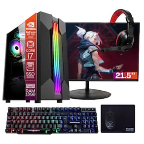 Computador Gamer TOB Core i7 SSD 960GB 16GB VGA GT730 4GB Windows 10 Pro Trial + Teclado/Mouse + Mouse Pad + Headset + Monitor 21.5