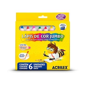 Lápis Jumbo para Crianças - 6 Cores - Ateliê Arte Coisas