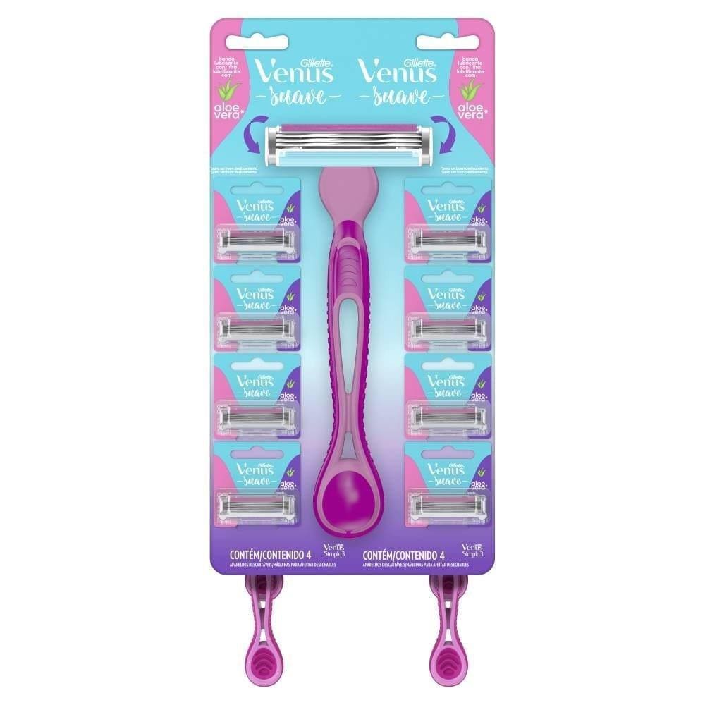 Aparelho Gillette Venus Simply 3 Feminino Descartável Embalagem com 8 Unidades