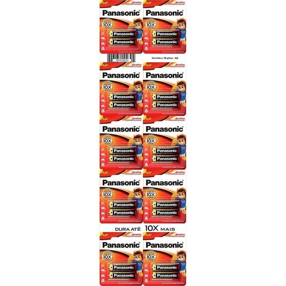 Pilha Panasonic Alcalina Pequena Cartelão LR6-2BT - 10 Embalagens com 2 Unidades