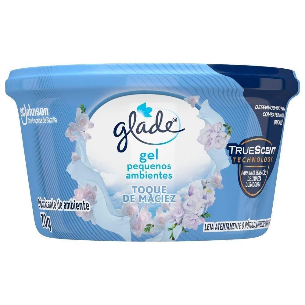 Purificador de Ar Glade Gel Toque de Maciez 70g Embalagem com 12 Unidades