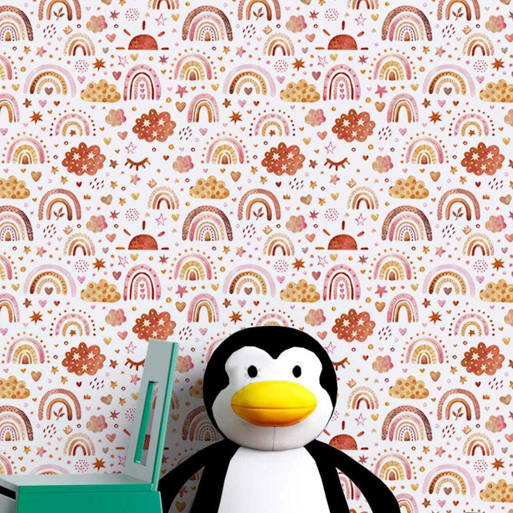 Papel de Parede Auto Adesivo Infantil Aquarela Arco-iris colorido decorado Vinilico Quarto 18m