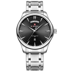 Relógio Masculino De Luxo Em Aço Inoxidável Quartzo Preto Prata