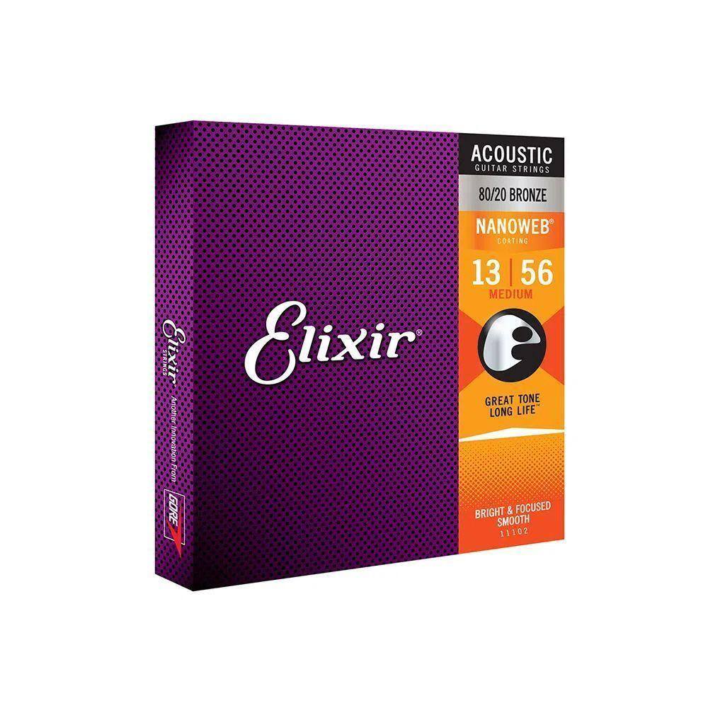 Corda .013 Medium Bronze 80-20 Para Violão Nanoweb Elixir