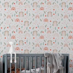 Papel de Parede Auto Colante Infantil Aquarela Arco-iris marrom Decorado Quarto Sala 18m