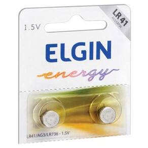 Bateria Alcalina LR41 (AG3 / LR736) Elgin 82261 - com 2 Unidades