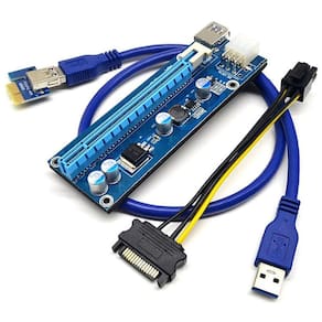 Cabo Riser para Mineração - PCI-Express 1X para 16X - Powered - Versão 006C com 4 Capacitores