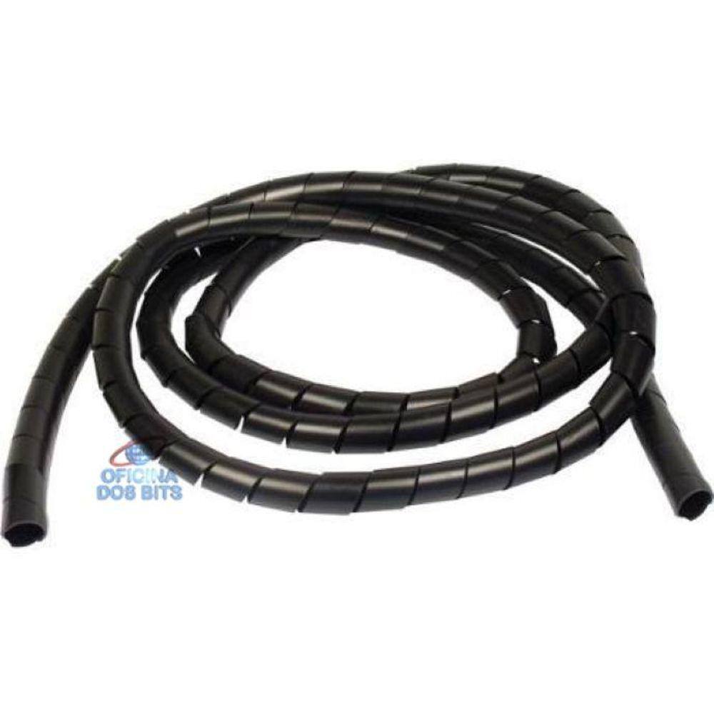 Fita Espiral 1/2 12,00mm Organizador de Fios e Cabos - Preto - Metro