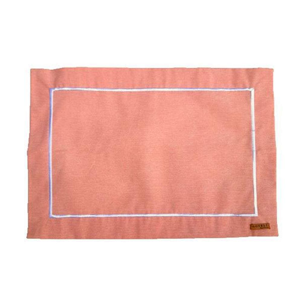 Jogo Americano Canto Mitrado Bordado Rosa Claro 01 Peça