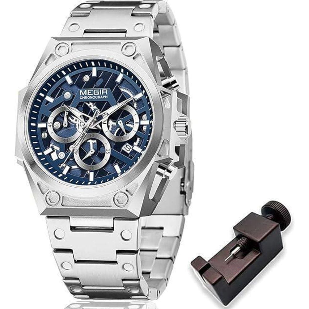 Relógio Megir MS4220G-2 Masculino 47mm Inox 3ATM
