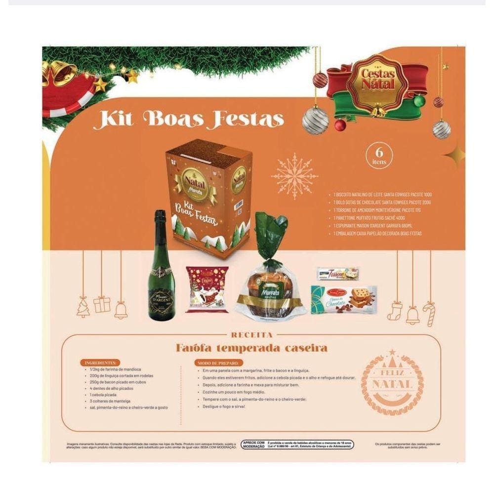 Cesta de Natal Kit 5 - Biscoito, Bolo, Torrone