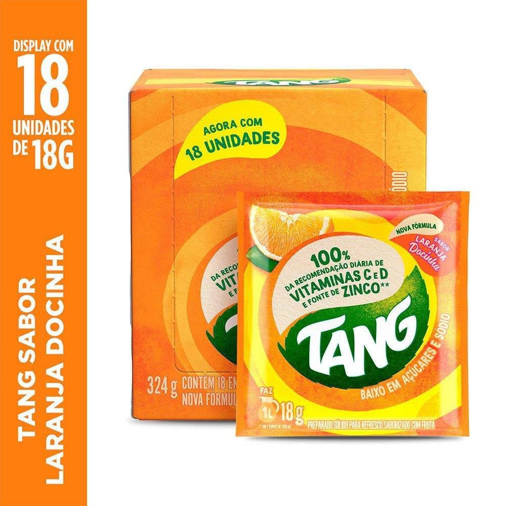 Refresco em Pó Tang Laranja Docinha 18g Display com 18 Unidades