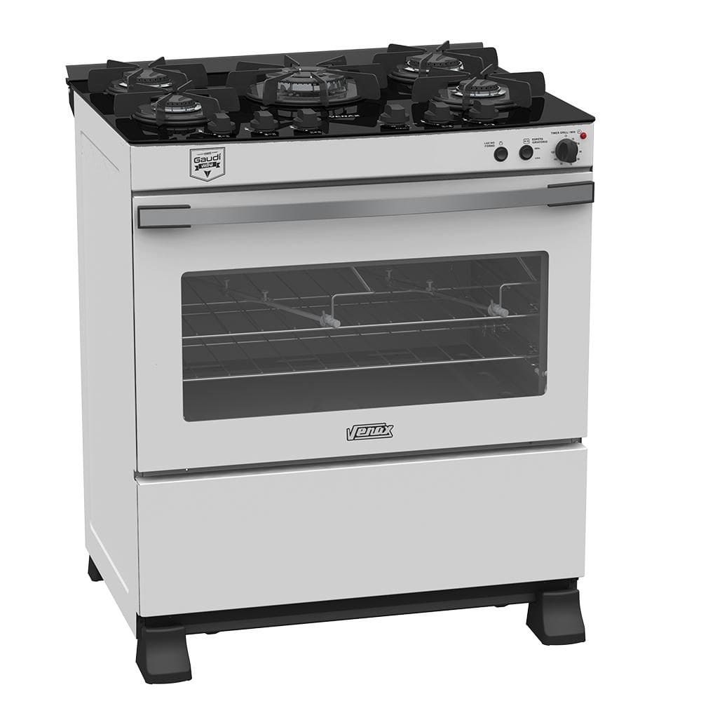 Fogao a Gas 5 Bocas Venax Gaudi Vetro Vitreo Branco