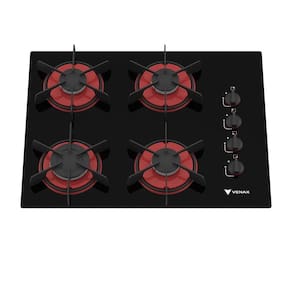 Cooktop a Gas 4 Bocas Venax Arena Preto Vermelho