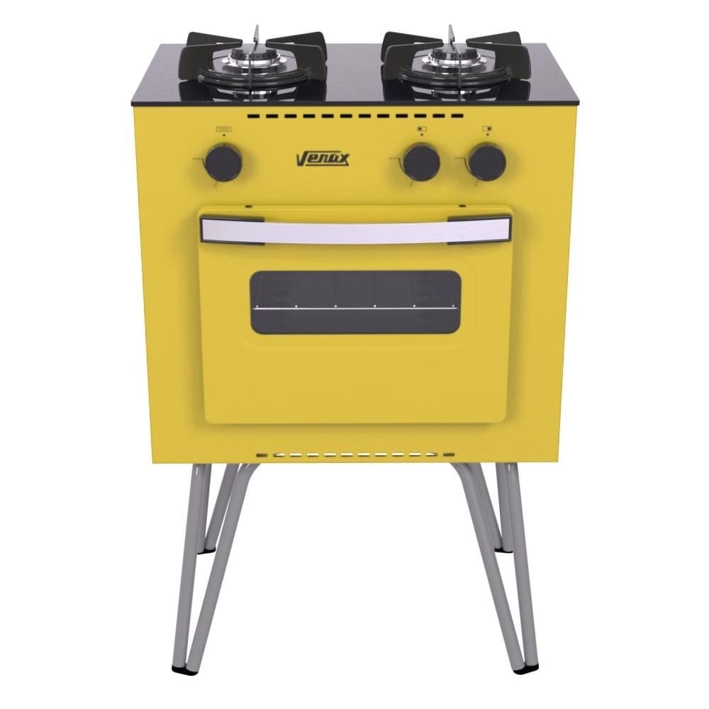 Fogao a Gas 2 Bocas Venax Mini Cook Amarelo