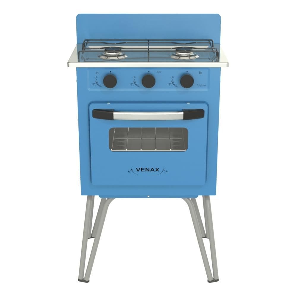 Fogao a Gas 2 Bocas Venax Gemini Vetro Azul