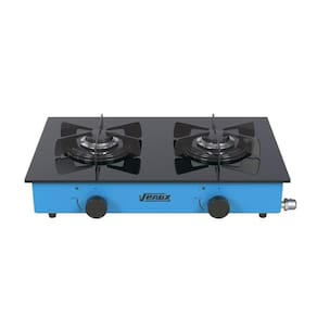 Fogao a Gas Portatil 2 Bocas Venax Flamalar Vitreo Azul