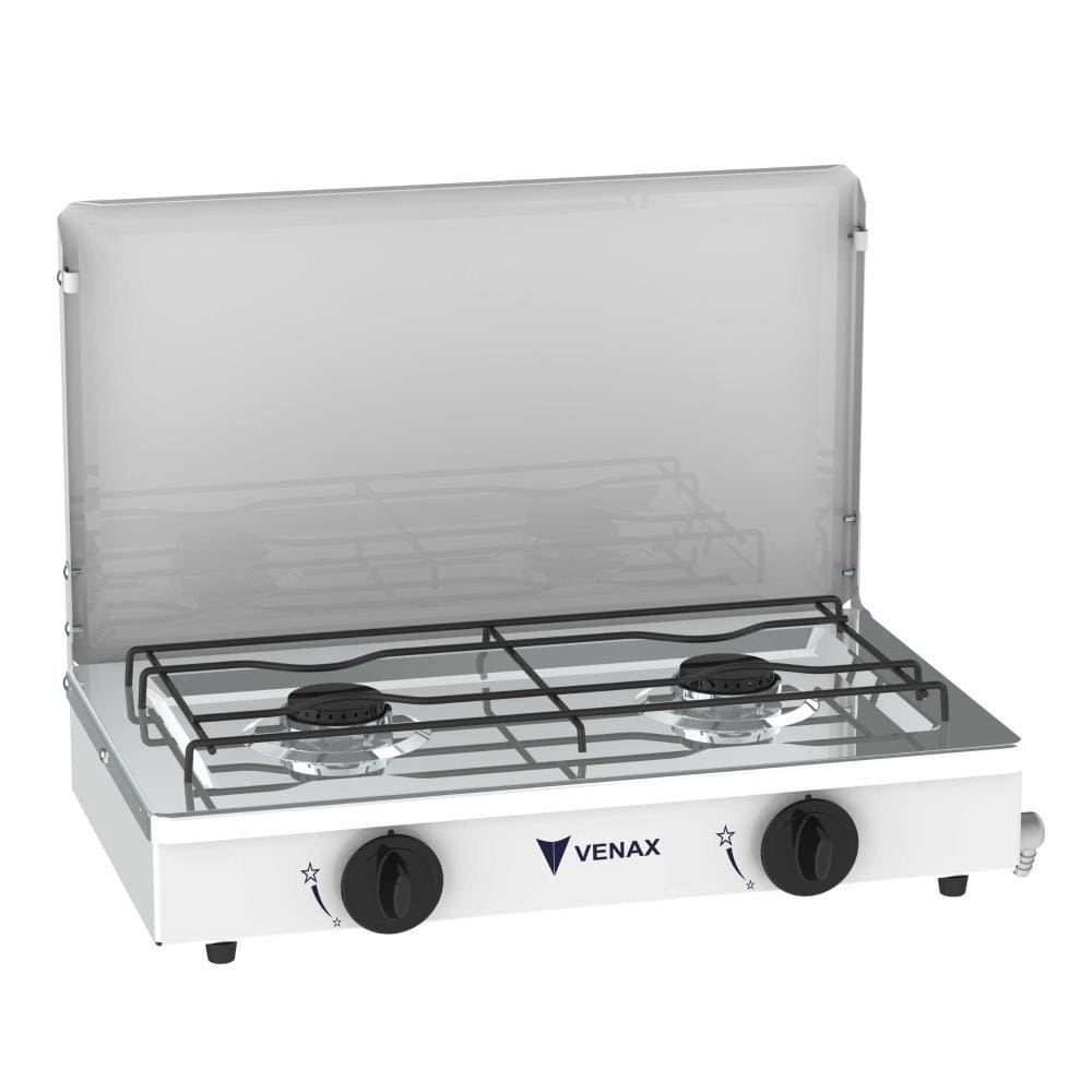 Fogao a Gas Portatil 2 Bocas Venax Flamalar com Tampa Branco