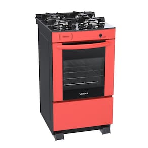 Fogao a Gas 4 Bocas Venax Delplus Vitreo BL Vermelho