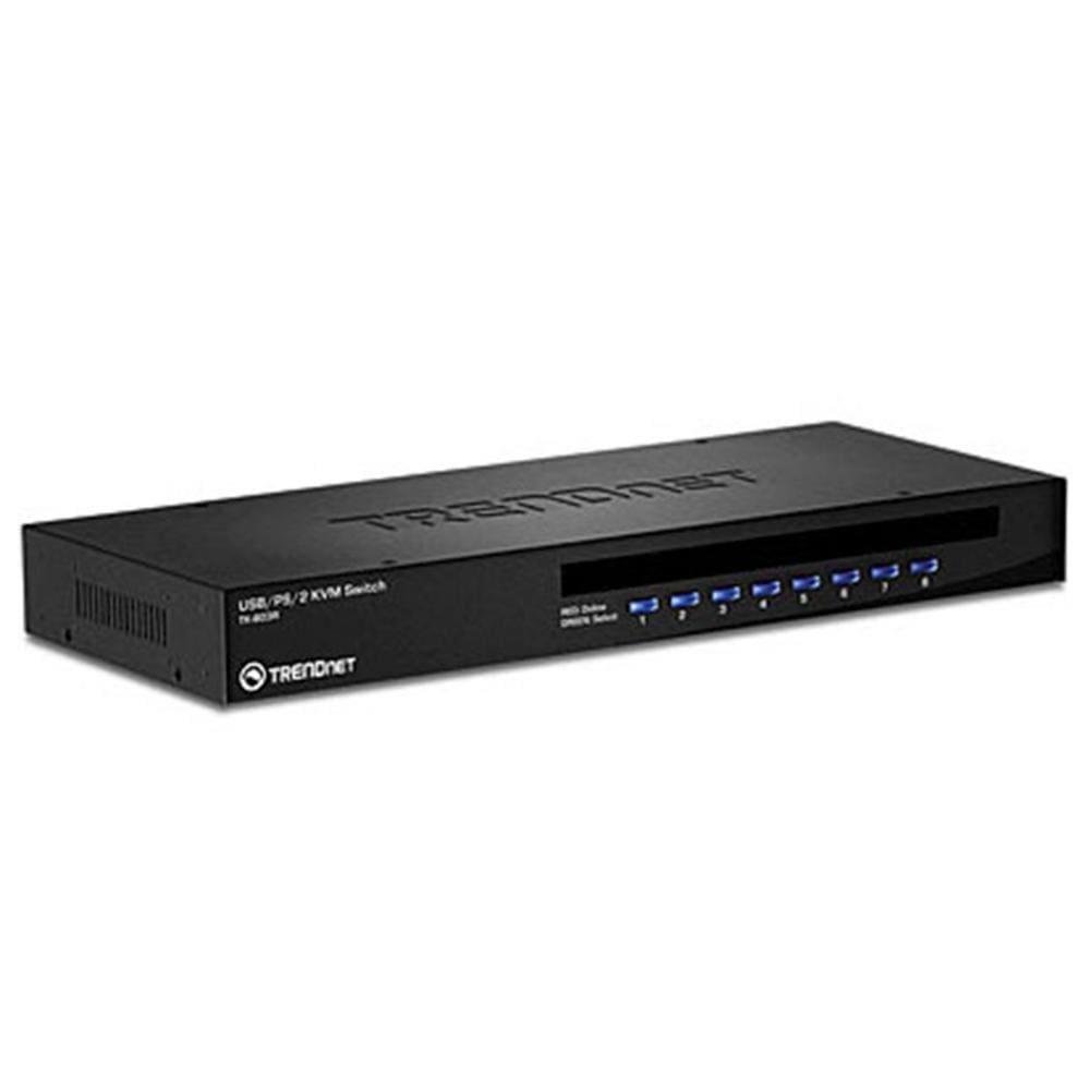 Chaveador KVM TrendNet TK-803R - 8 computadores em 1 monitor - USB e PS/2 - para Rack 19