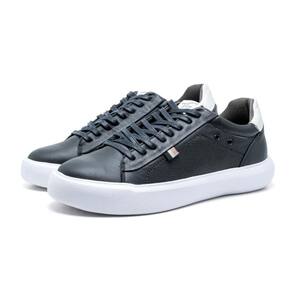 Tênis Masculino Casual Couro Solado Reto EVA Cadarço
