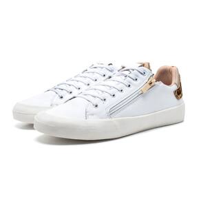 Tênis Feminino Casual Couro Recortes Fechamento Cadarço