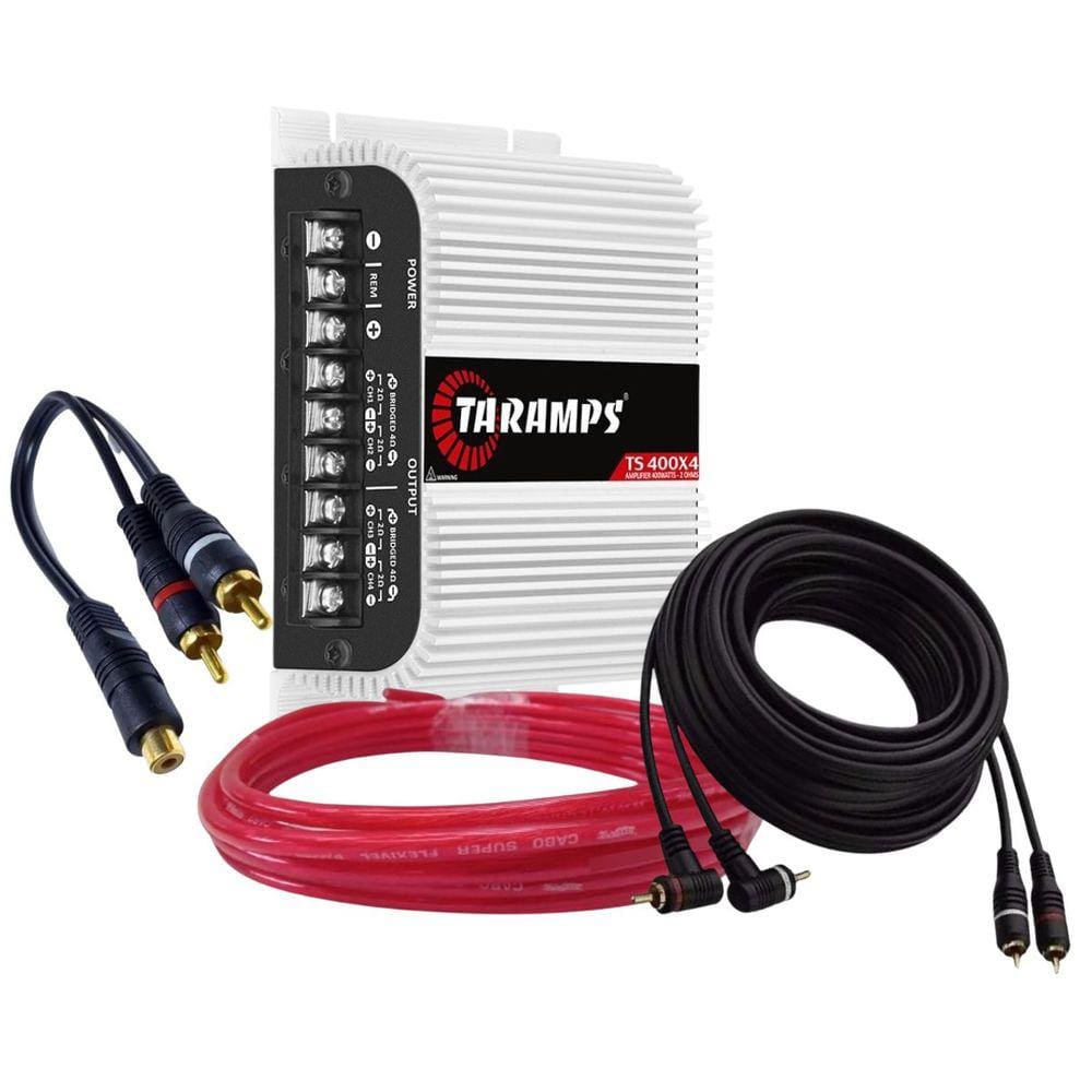 Módulo Taramps TS400x4 Entrada Fio e RCA + Cabo Bateria 6mm 5 Metros + Cabo RCA 5 Metros + Cabo Y