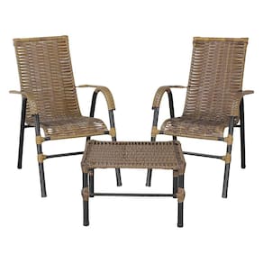 Conjunto de Mesa de Centro e 2 Cadeiras Bela para Área Externa