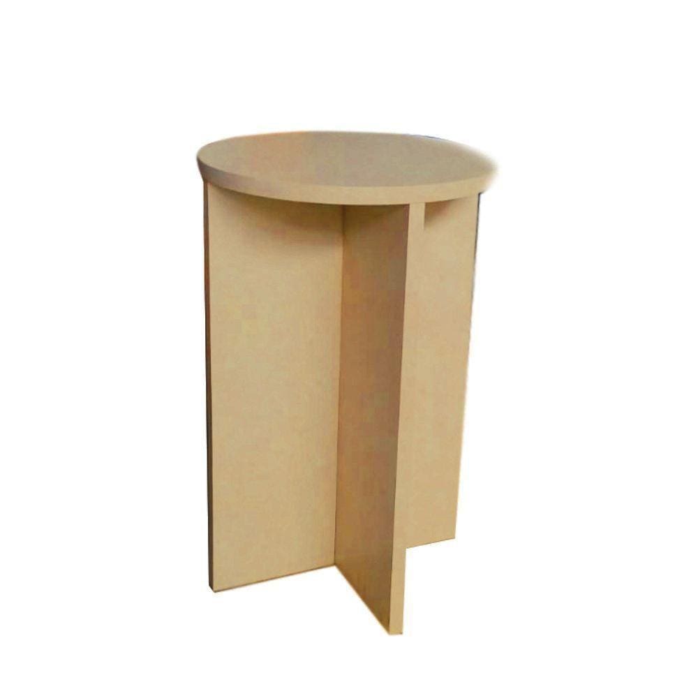 Banco Tampo Redondo 55 Cm Natural Em Mdf