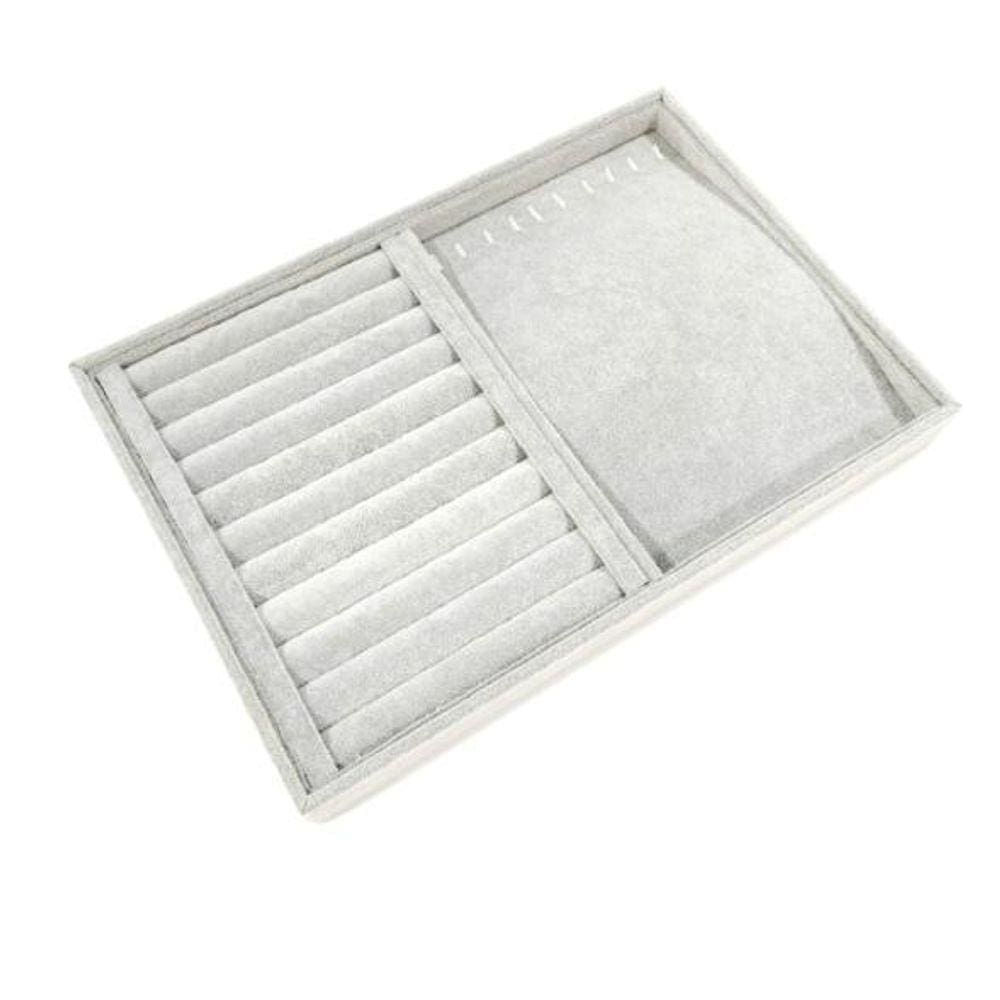 Organizador de Anéis e Correntes Misto Cinza 35x24x3 cm