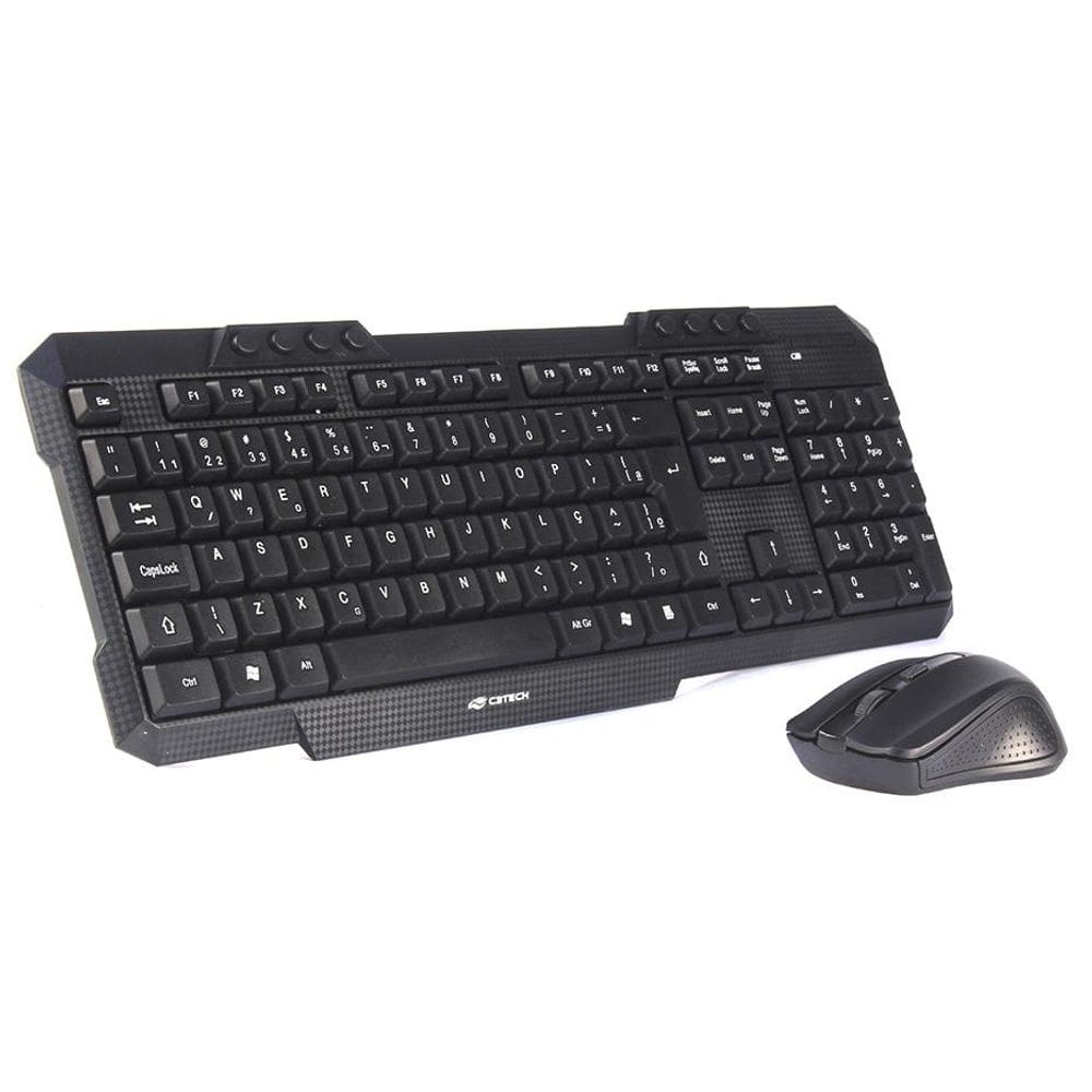 Kit Teclado e Mouse sem Fio C3 Tech - ABNT2 - 1000dpi - Teclas Multimídia - K-W10BK