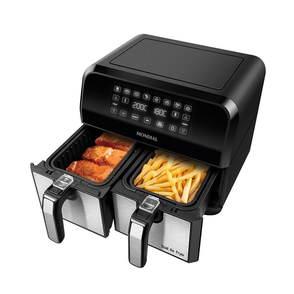 Fritadeira Air Fryer Dual Duplo Cesto 8 Litros AFD-01-BI Mondial