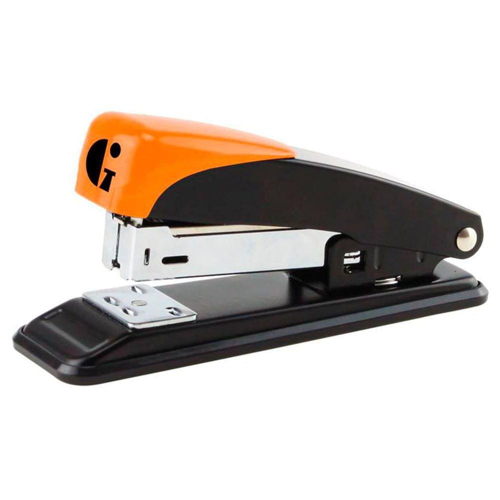 Grampeador de Metal Gramp Line GE-1035 26/6 15 Folhas Cor Preto e Laranja 1 Unidade