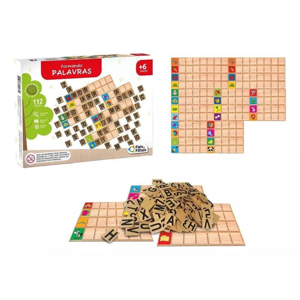 Brinquedo Educativo Formando Palavras 140PÇS Pais e Filhos