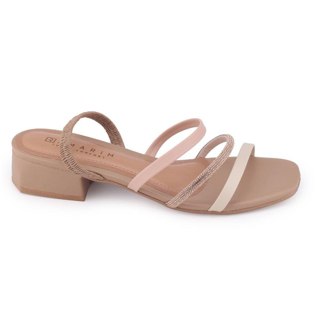 Sandália Fem Ramarim Casual 23-48221 salto baixo tira strass