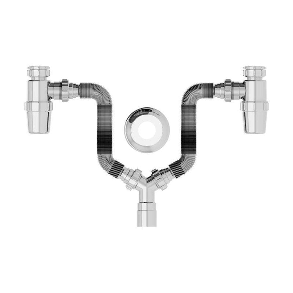 Sifão Duplo Sanfonado Extensível Censi Com Copo Horizontal C
