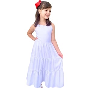 Vestido Infantil Longo Branco Cisne