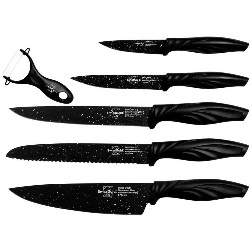 Kit Facas Antiaderentes Inox 6 Peças Churrasco Preto