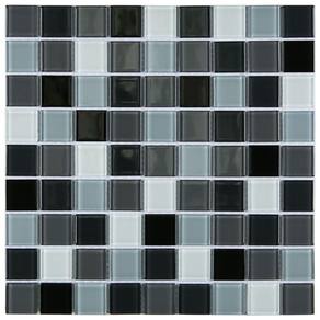 Pastilha de Vidro Cristal Miscelanea 29,2x29,2cm Preto/Branco