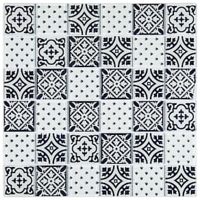 Pastilha de Vidro Patchwork 30x30cm Preto/Branco