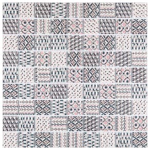 Pastilha de Vidro Patchwork 29,2x29,2cm Rose/Cinza