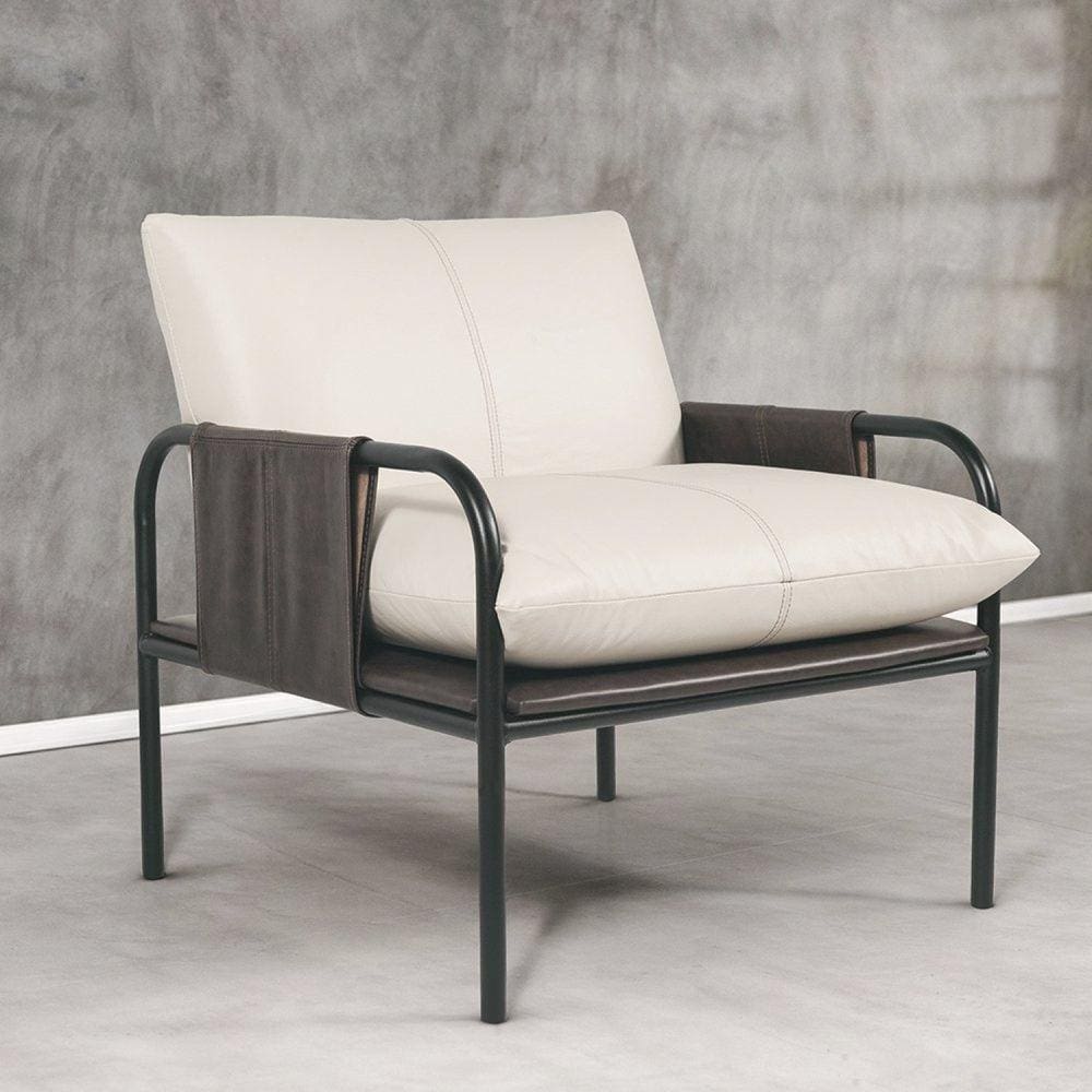 Poltrona Decorativa Sala de Estar Mona Branco/Preto