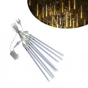 8 Tubos Luz Led 50Cm Cascata Efeito Gelo Natal Branco Quente